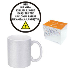 Sublimasyon Porselen Glitter (Simli) Gümüş Kupa - Kutulu - 4