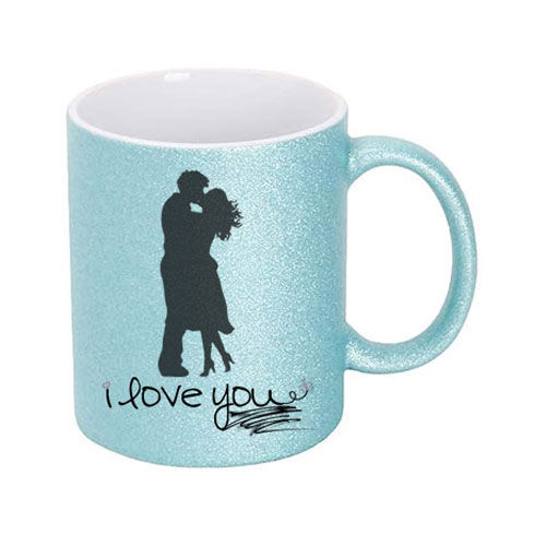 Sublimasyon Porselen Glitter (Simli) Mavi Kupa - Kutulu - OFİSOMİ-S (1)