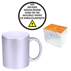 Sublimasyon Porselen Gümüş Sedefli Kupa - Kutulu - 3