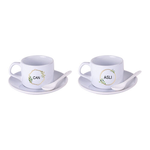 Süblimasyon Porselen İkili Kaşıklı Fincan Seti - OFİSOMİ-T (1)