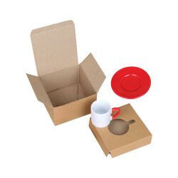 Sublimasyon Porselen Kırmızı Kahve Fincanı - Kraft Kutulu - 2