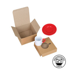 Sublimasyon Porselen Kırmızı Kahve Fincanı - Kraft Kutulu - 3