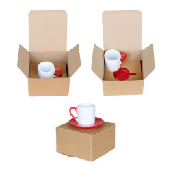 Sublimasyon Porselen Kırmızı Kahve Fincanı - Kraft Kutulu - 1