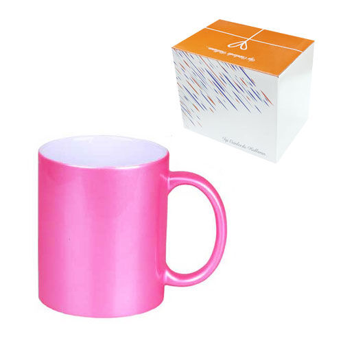 Sublimasyon Porselen Pembe Sedefli Kupa - Kutulu - 1