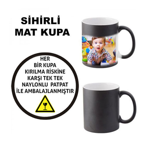 Sublimasyon Porselen Sihirli MAT Siyah Kupa- Kutulu - 4