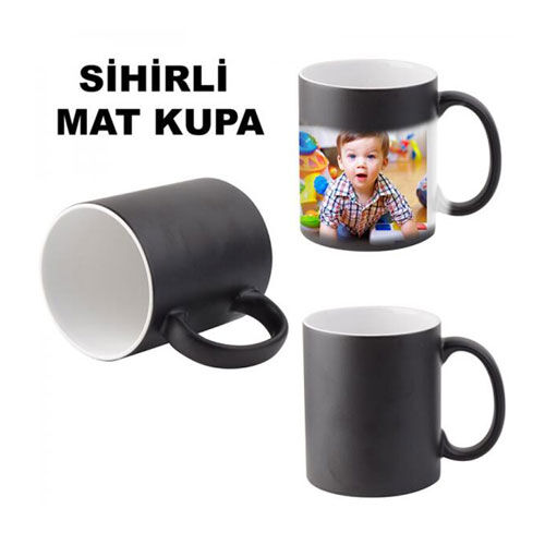 Sublimasyon Porselen Sihirli MAT Siyah Kupa- Kutulu - 1