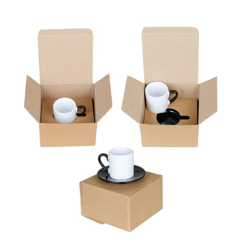 Sublimasyon Porselen Siyah Kahve Fincanı - Kraft Kutulu - OFİSOMİ-S