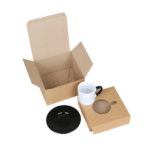 Sublimasyon Porselen Siyah Kahve Fincanı - Kraft Kutulu - OFİSOMİ-S (1)