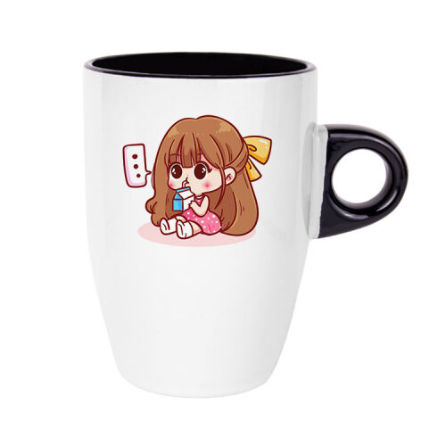 Süblimasyon Porselen Siyah Latte Kupa Bardak - Kutulu - OFİSOMİ-T (1)