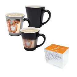 Sublimasyon Porselen Siyah Sihirli Konik Kupa - Kutulu - 3