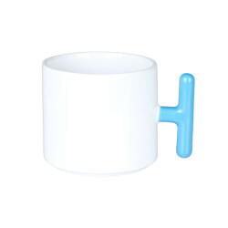 Sublimasyon Porselen T Mavi Kulplu Kupa - Kutulu - 1