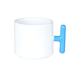 Sublimasyon Porselen T Mavi Kulplu Kupa - Kutulu - 4