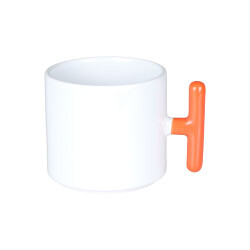 Sublimasyon Porselen T Turuncu Kulplu Kupa - Kutulu - 1