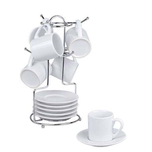 Süblimasyon Salkım Standlı Türk Kahve Fincan Takımı - 6'lı Beyaz - 4