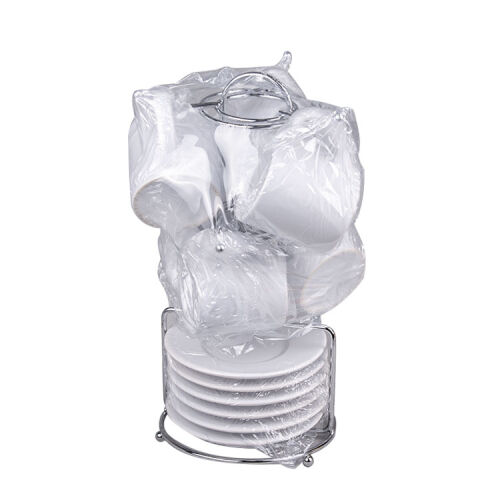 Süblimasyon Salkım Standlı Türk Kahve Fincan Takımı - 6'lı Beyaz - OFİSOMİ-T (1)