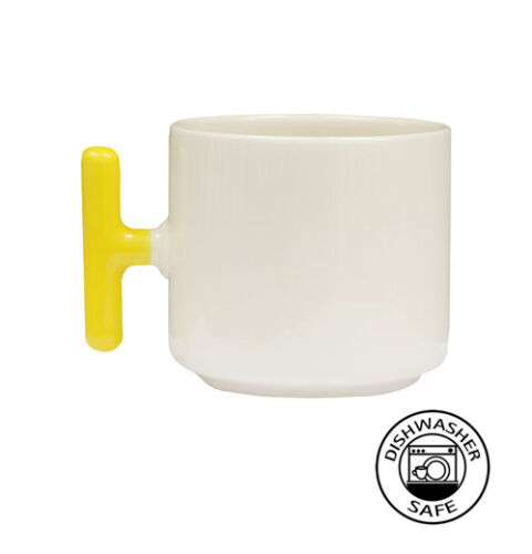 Sublimasyon Sarı Kulplu Seramik Latte Kupa - Kutulu - 2