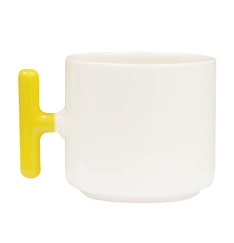 Sublimasyon Sarı Kulplu Seramik Latte Kupa - Kutulu - 3