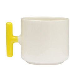 Sublimasyon Sarı Kulplu Seramik Latte Kupa - Kutulu - 1