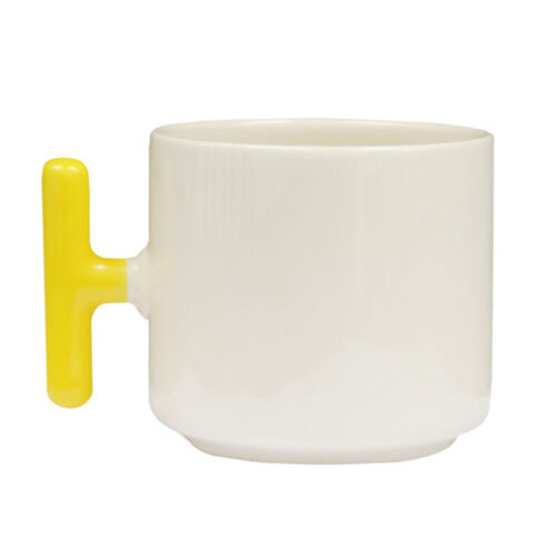 Sublimasyon Sarı Kulplu Seramik Latte Kupa - Kutulu - OFİSOMİ-S