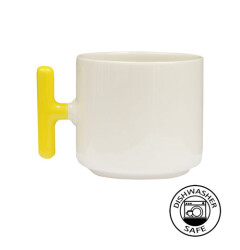 Sublimasyon Sarı Kulplu Seramik Latte Kupa - Kutulu - 3