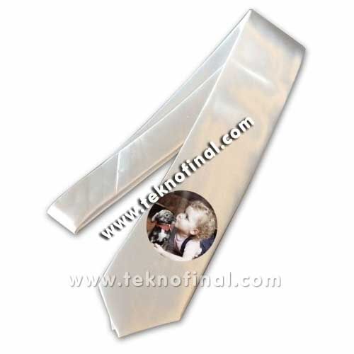 Sublimasyon Saten Beyaz Kravat - OFİSOMİ-T (1)