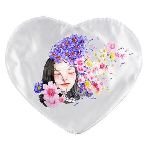 Sublimasyon Saten Kalp Yastık - Fırfırsız - OFİSOMİ-S