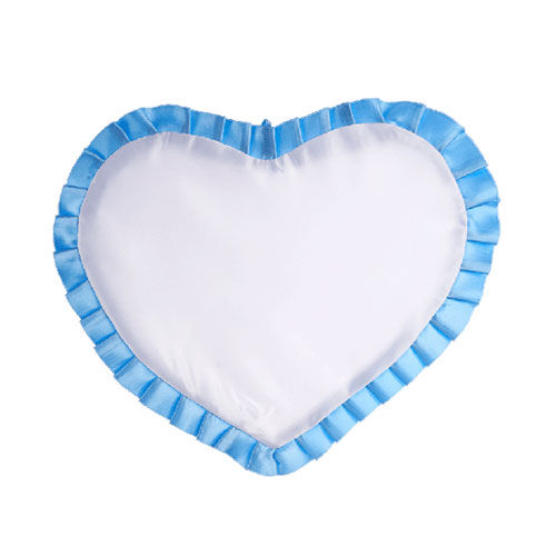 Sublimasyon Saten Kalp Yastık - Mavi Fırfırlı - OFİSOMİ-S