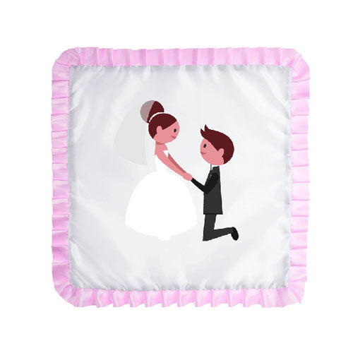 Sublimasyon Saten Kare Yastık - Pembe Fırfırlı - OFİSOMİ-S