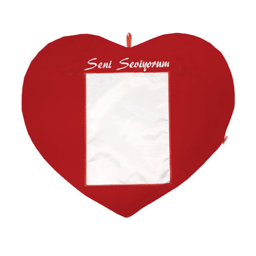 Sublimasyon Seni Seviyorum Kırmızı Kalp Yastık - Dikey - OFİSOMİ-S