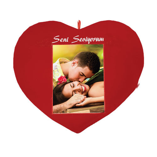 Sublimasyon Seni Seviyorum Kırmızı Kalp Yastık - Dikey - OFİSOMİ-S (1)