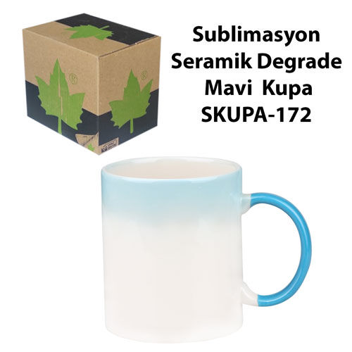 Sublimasyon Seramik Degrade Mavi Kupa - Kutulu - OFİSOMİ-S (1)
