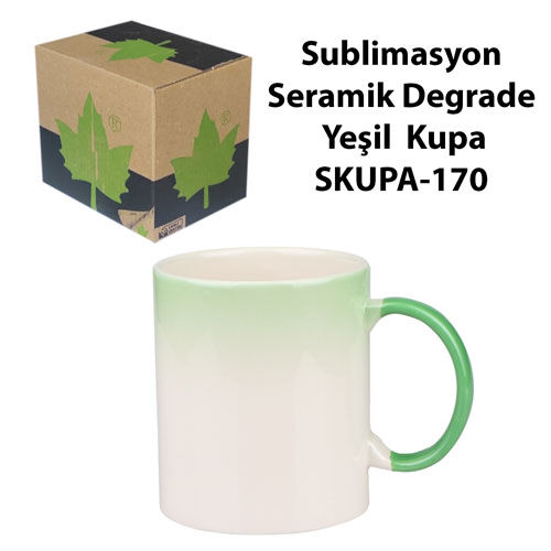 Sublimasyon Seramik Degrade Yeşil Kupa - Kutulu - OFİSOMİ-S (1)