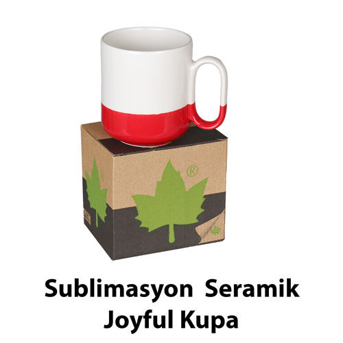 Sublimasyon Seramik Kırmızı Joyful Kupa - Kutulu - OFİSOMİ-S
