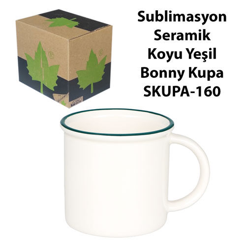Sublimasyon Seramik Koyu Yeşil Bonny Kupa - Kutulu - OFİSOMİ-S (1)