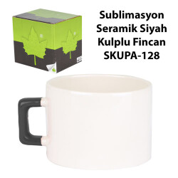 Sublimasyon Seramik Siyah Kulplu Lüks Fincan - Kutulu - 1