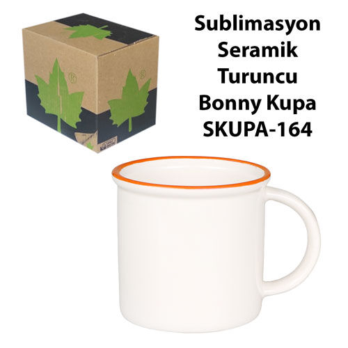 Sublimasyon Seramik Turuncu Bonny Kupa - Kutulu - OFİSOMİ-S (1)