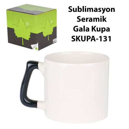Sublimasyon Siyah Kulplu Seramik Gala Kupa - Kutulu - OFİSOMİ-S (1)