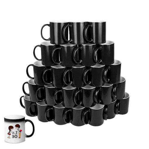 Süblimasyon Siyah Sihirli Parlak Porselen Kupa - A Grade - OFİSOMİ-T