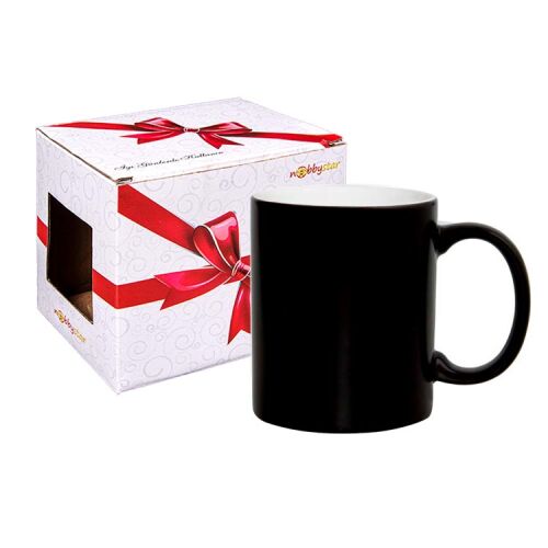 Süblimasyon Siyah Sihirli Parlak Porselen Kupa - Kutulu - OFİSOMİ-T