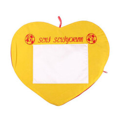 Sublimasyon Taraftar Kalp Yastık - Sarı Kırmızı - 1