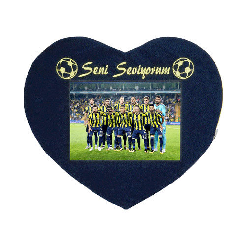 Sublimasyon Taraftar Kalp Yastık - Sarı Lacivert - OFİSOMİ-S (1)