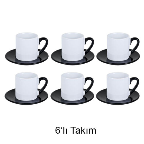Sublimasyon Türk Kahvesi Fincan Takımı 6'lı Siyah - 2