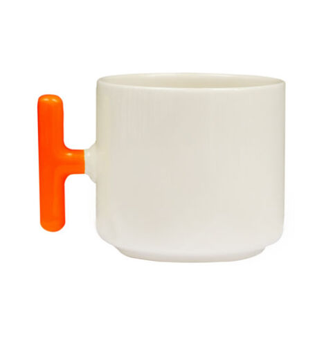 Sublimasyon Turuncu Kulplu Seramik Latte Kupa - Kutulu - OFİSOMİ-S