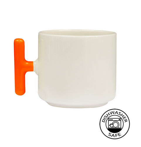 Sublimasyon Turuncu Kulplu Seramik Latte Kupa - Kutulu - 3