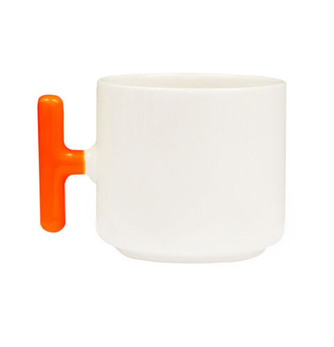 Sublimasyon Turuncu Kulplu Seramik Latte Kupa - Kutulu - 3