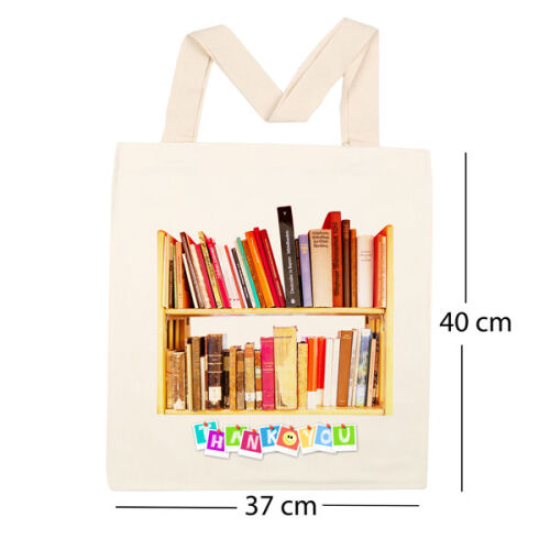 Sublimasyon Uzun Saplı Bez Çanta - Krem - OFİSOMİ-S