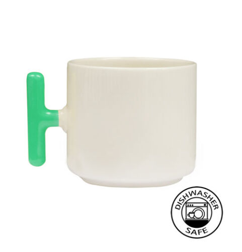 Sublimasyon Yeşil Kulplu Seramik Latte Kupa - Kutulu - OFİSOMİ-S (1)