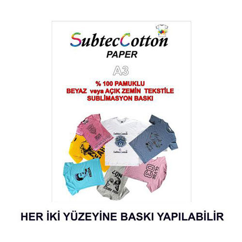 SubtecCotton Transfer Baskı Kağıdı (10 adet A3) - OFİSOMİ-S