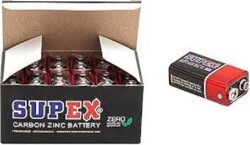 Supex 6F22 9V Çinko Karbon Pil 12 li Paket - 1
