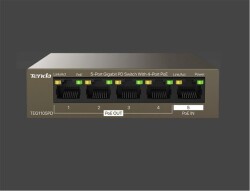 Tenda G0-5G-PoE 5 Port 4 Port Poe+ 10-100-1000 Switch Çelik Kasa POE Router - 1
